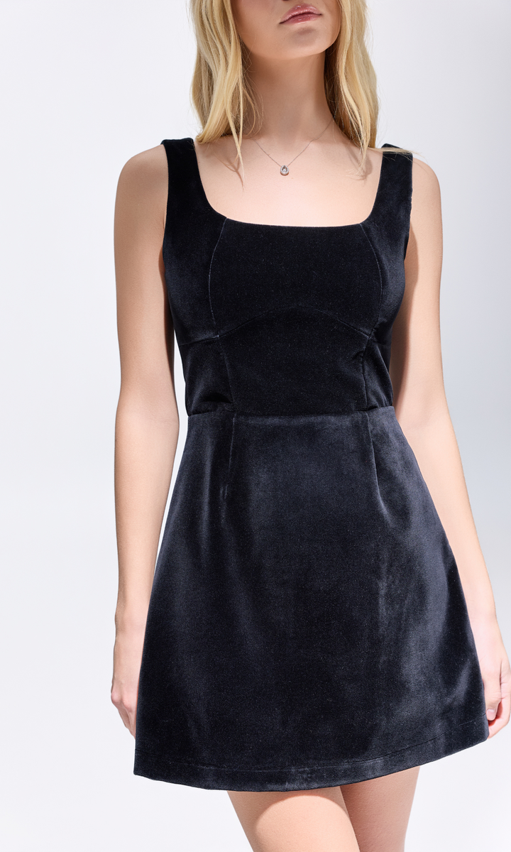 NOIR Black - Velvet Mini Dress, XS