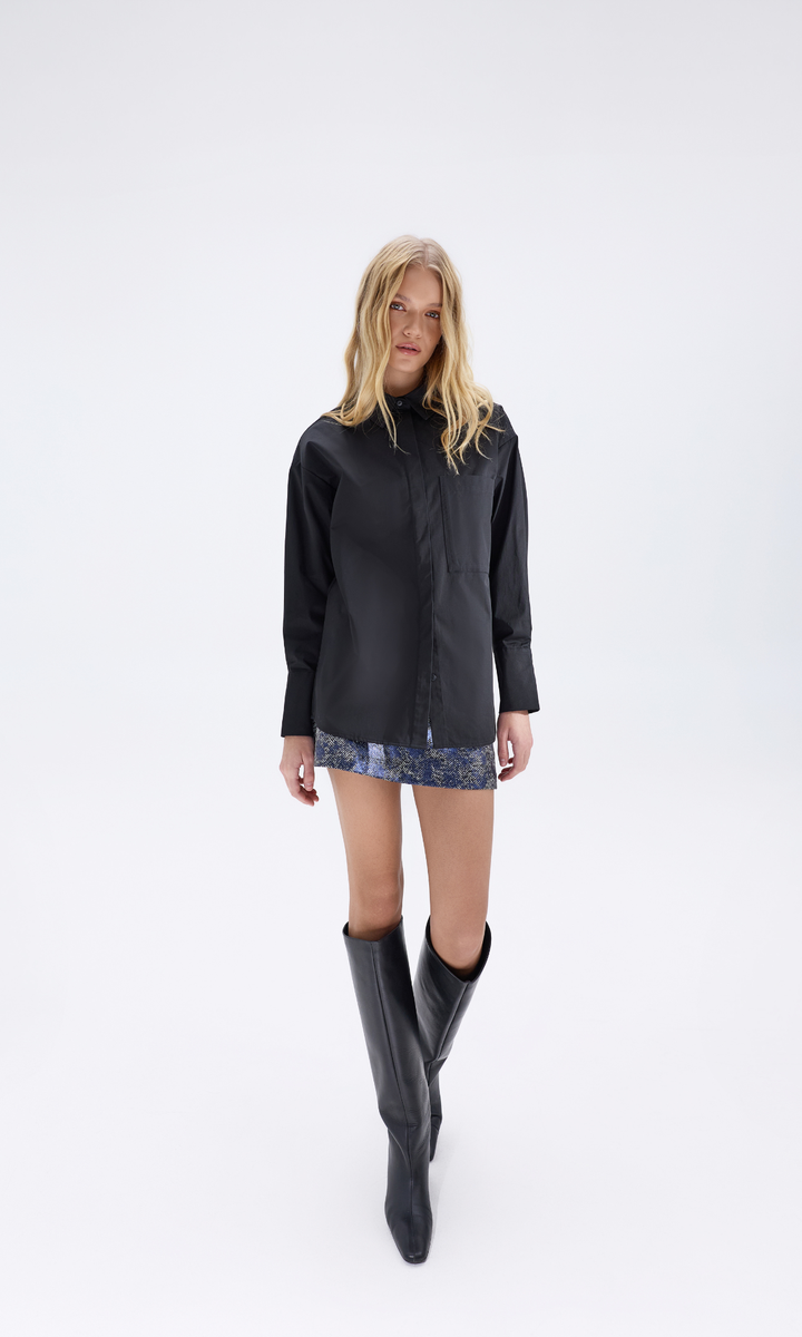 ELARA Black Oversized Shirt, S-M